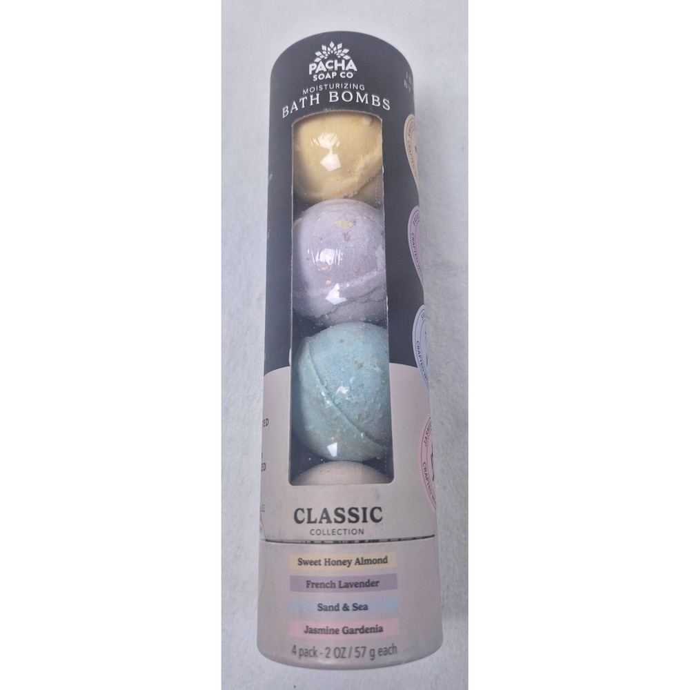 Pacha Soap Co Classic Collection Moisturizing Bath Bombs 4-Pack 2oz Each Vegan
